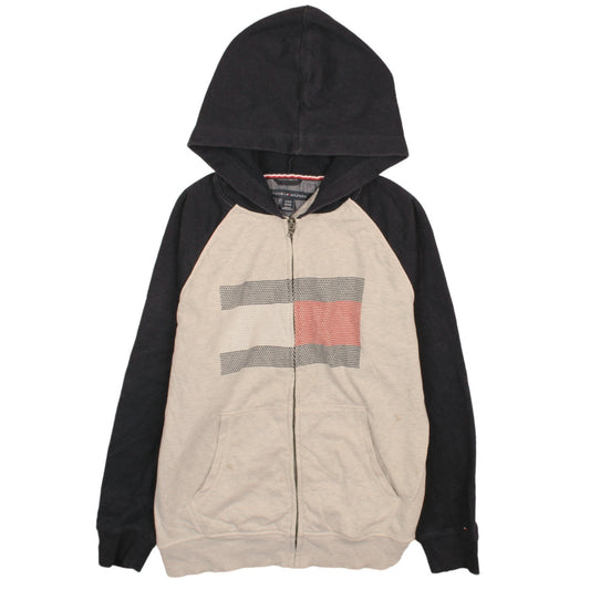 Tommy Hilfiger Women Beige & Black Full Zip Hoodie Size 16/18