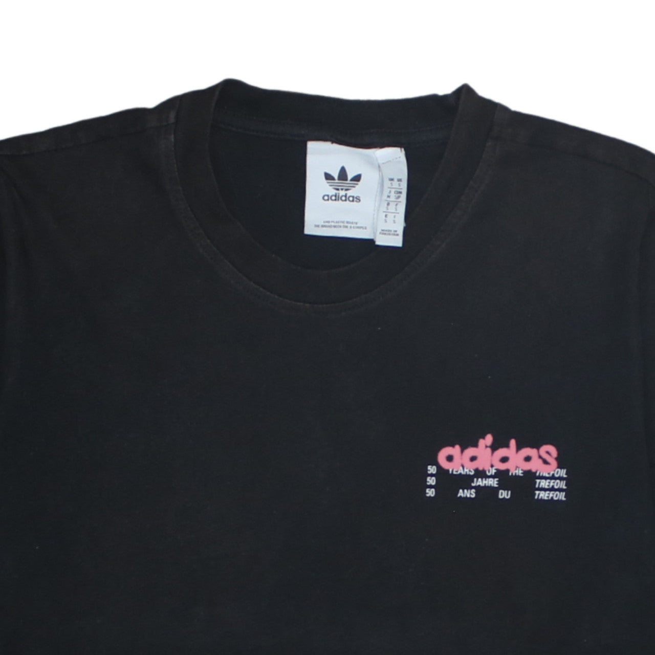 Adidas Men's Black Trefoil 50 Years Graphic Cotton T-Shirt Size S