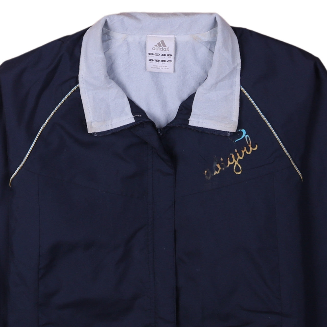 Adidas Girls Blue Zip-Up Track Jacket 14 Years Logo Sportswear