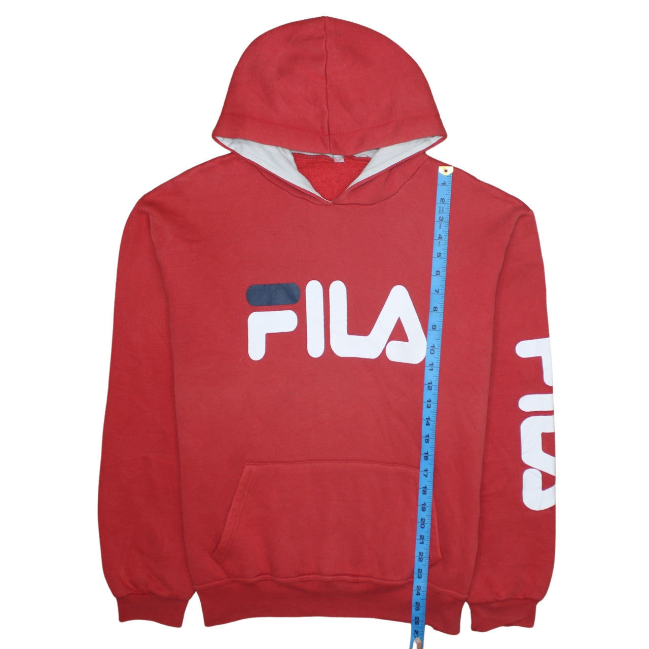 Fila Men's Red Pullover Hoodie Size M Graphic Logo Sweatshirt