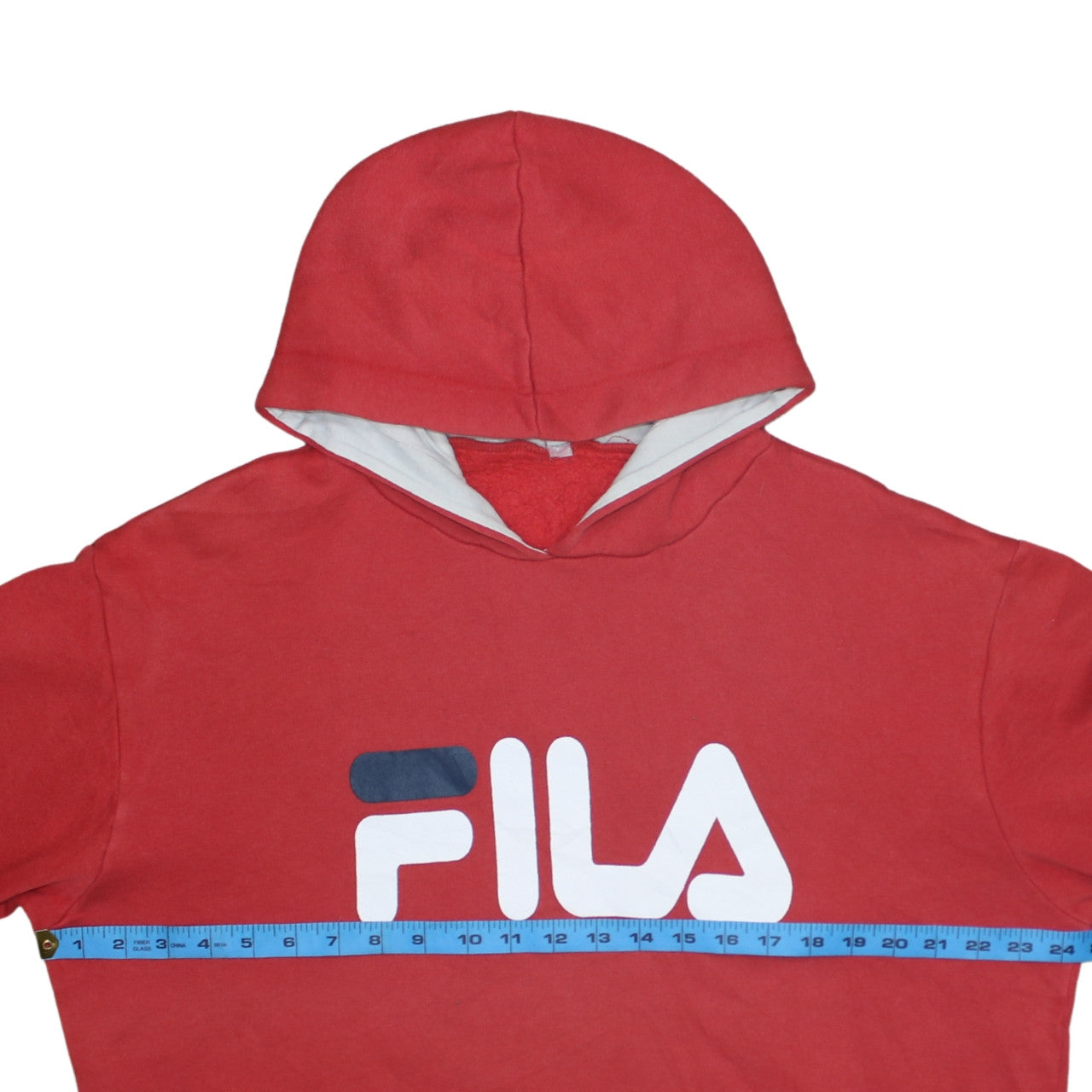 Fila Men's Red Pullover Hoodie Size M Graphic Logo Sweatshirt