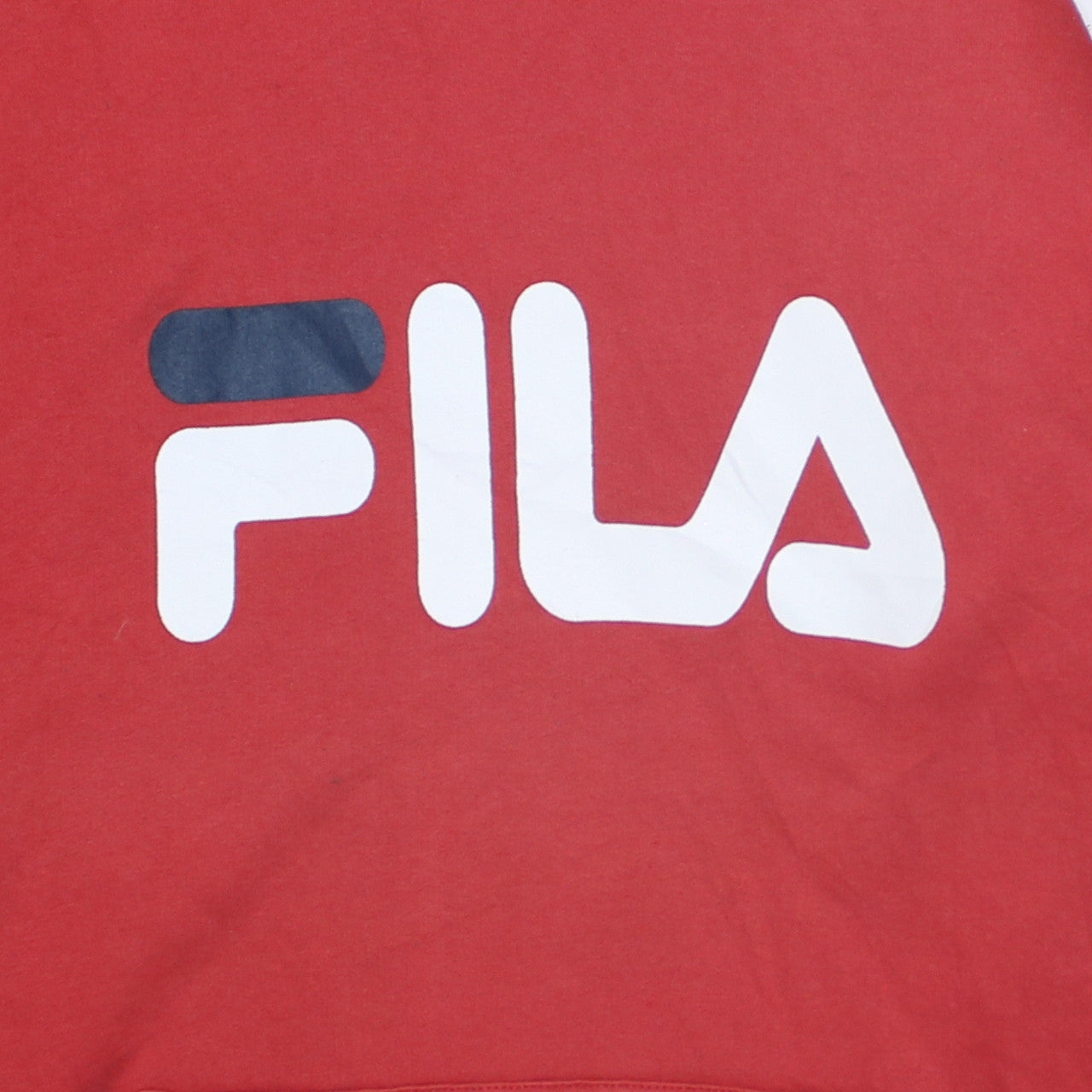 Fila Men's Red Pullover Hoodie Size M Graphic Logo Sweatshirt