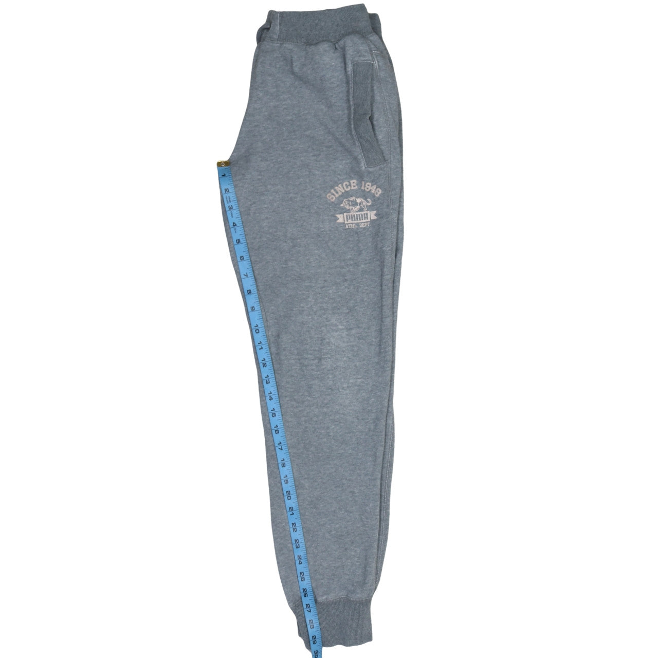 Puma Mens Grey Jogger Sweatpants S Elastic Waist Logo Tapered Leg