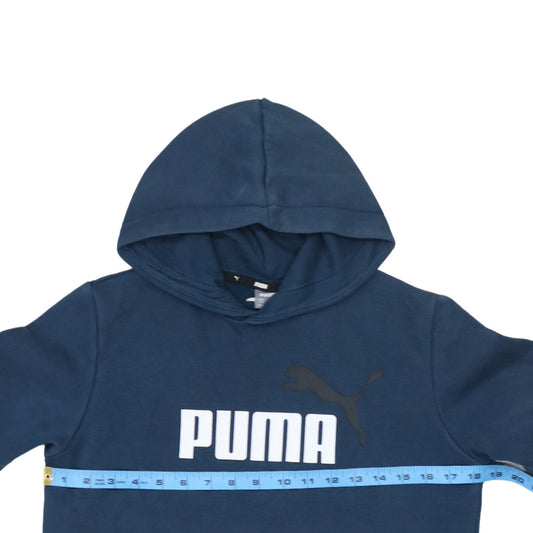 Puma Boys Blue Pullover Hoodie 13-14Y 164cm Logo Print Cotton Blend