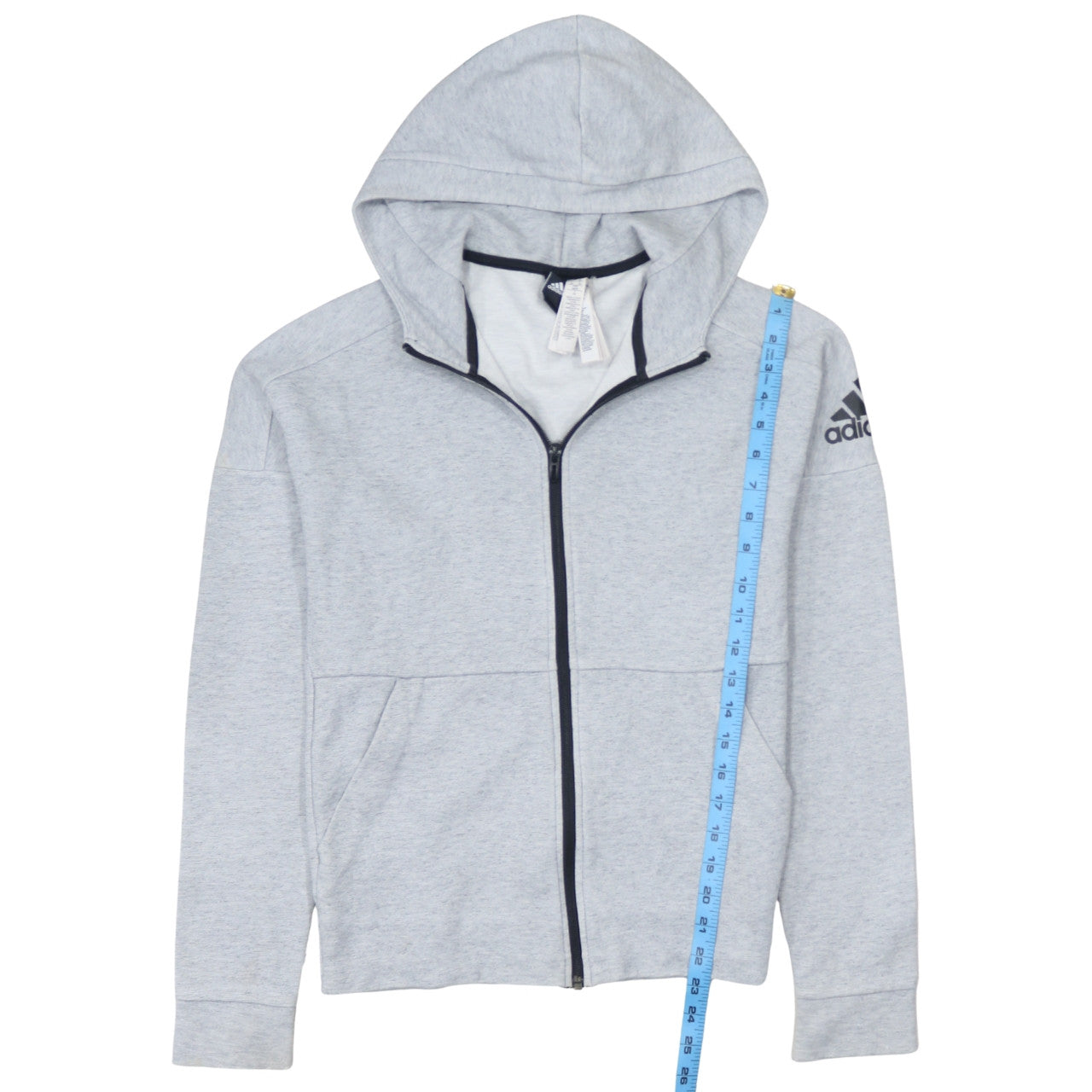 Adidas Men's Grey XS Full Zip Hooded Sweatshirt