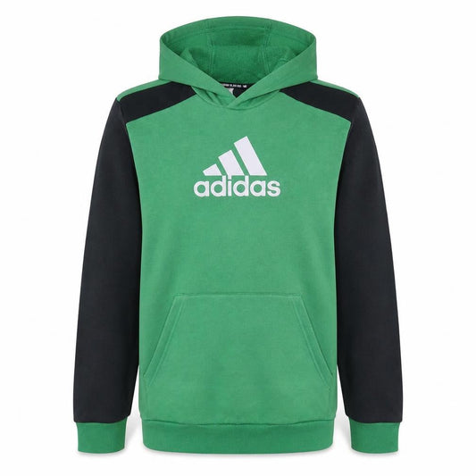 Adidas Boys Green & Black Pullover Hoodie Size 15-16 Years Regular Fit