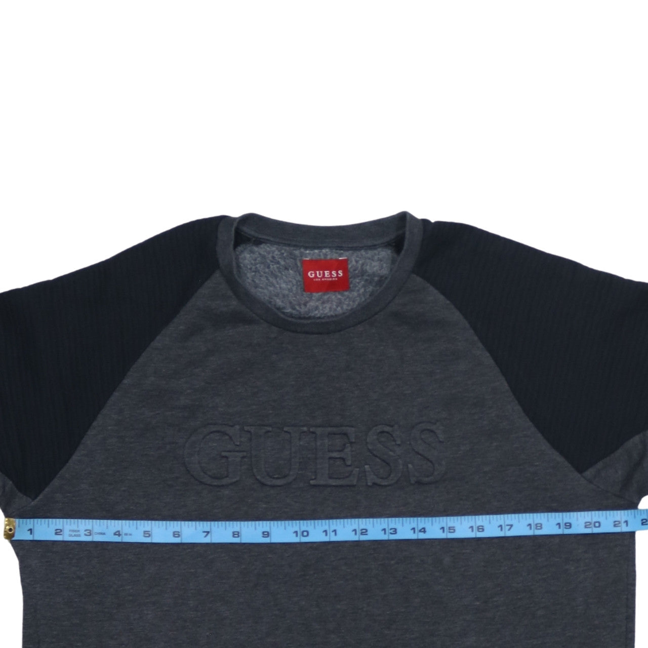 Guess Men Grey XL Pullover Sweatshirt Logo Embroidered Crew Neck