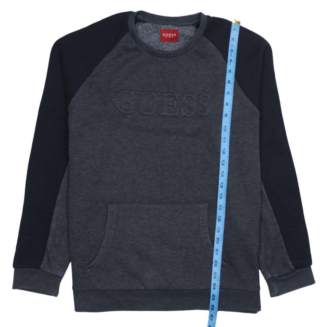 Guess Men Grey XL Pullover Sweatshirt Logo Embroidered Crew Neck