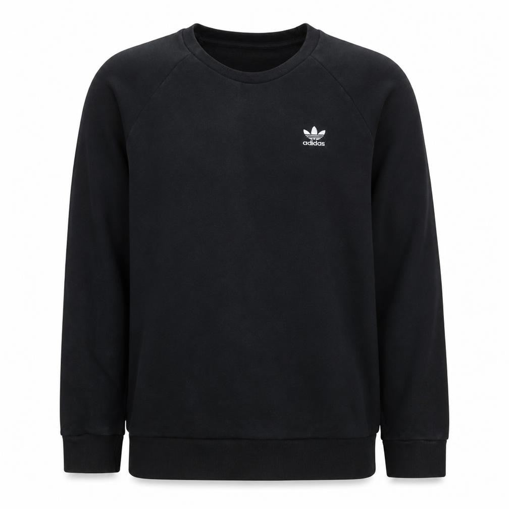 Adidas Mens Black Crew Neck Pullover Sweatshirt M Regular Fit