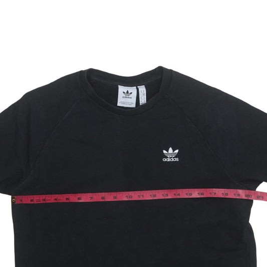 Adidas Mens Black Crew Neck Pullover Sweatshirt M Regular Fit