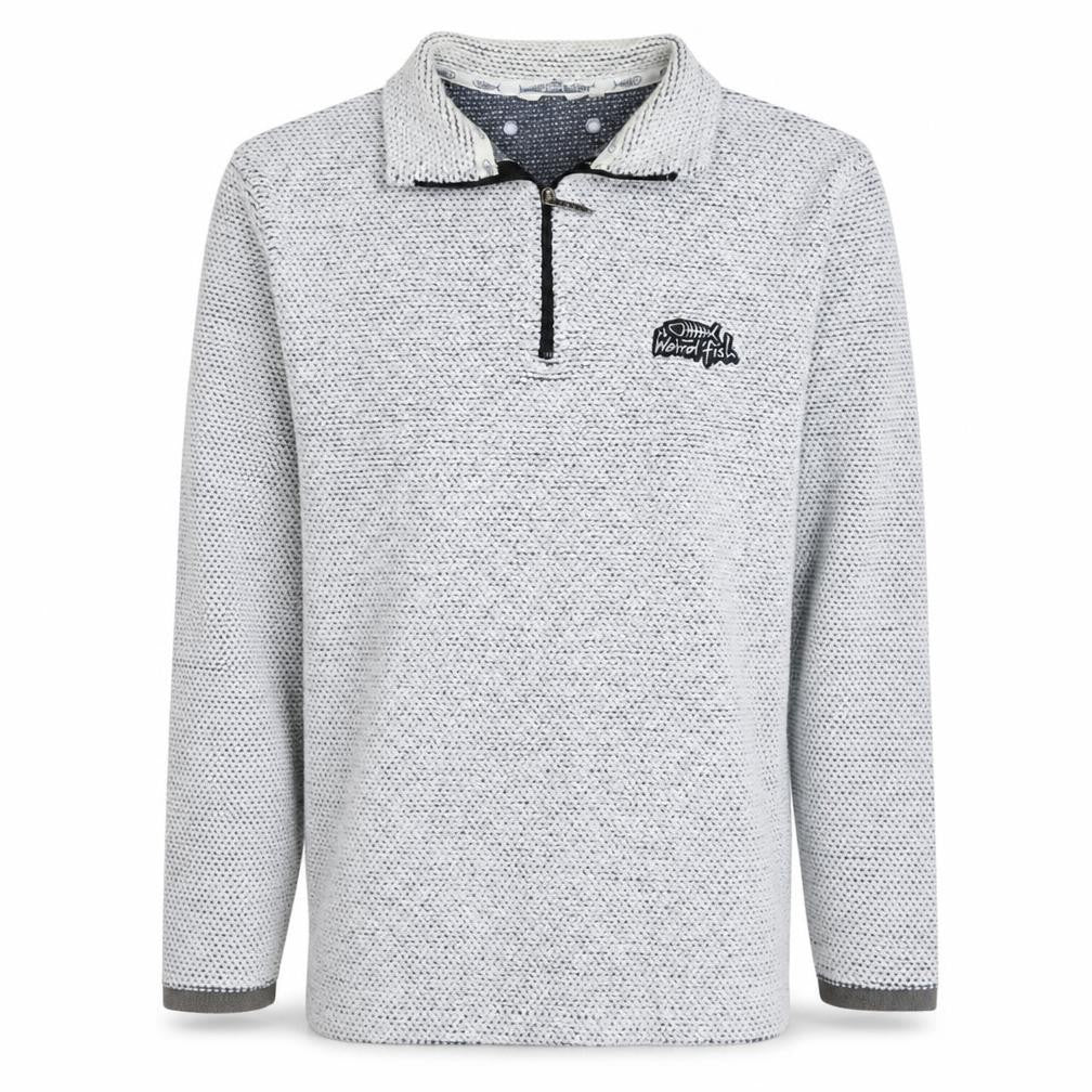 Weird Fish Men's Grey 1/2 Zip Knit Sweatshirt S Regular Fit