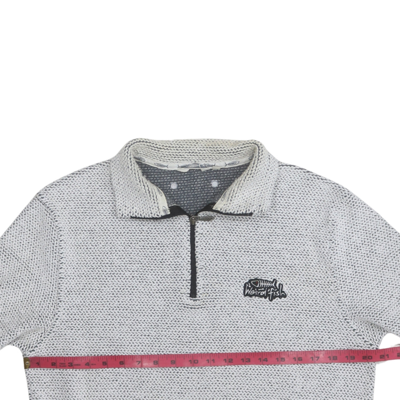 Weird Fish Men's Grey 1/2 Zip Knit Sweatshirt S Regular Fit
