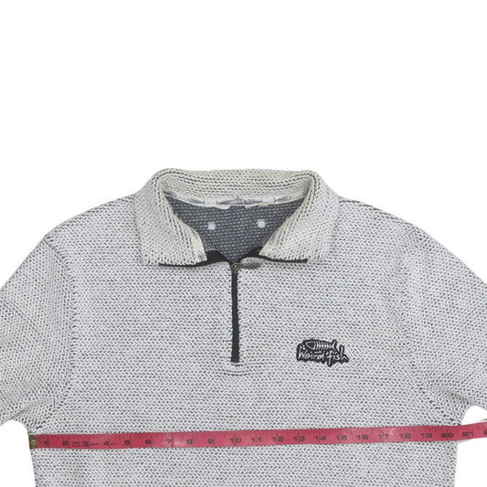 Weird Fish Men's Grey 1/2 Zip Knit Sweatshirt S Regular Fit
