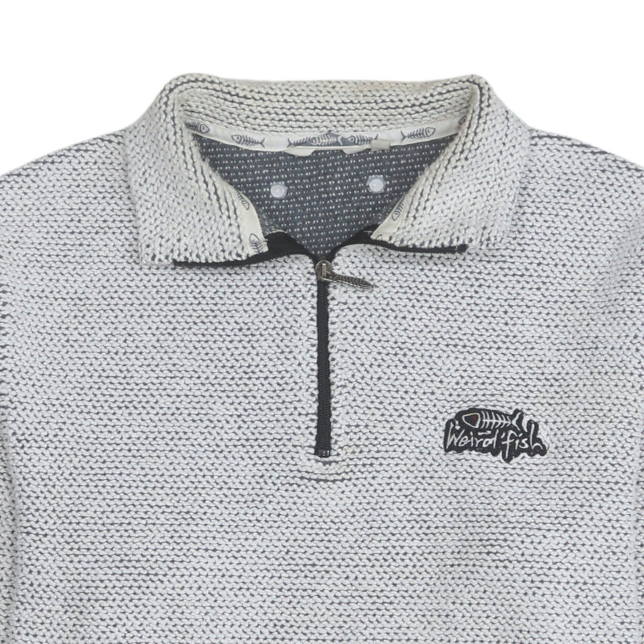 Weird Fish Men's Grey 1/2 Zip Knit Sweatshirt S Regular Fit
