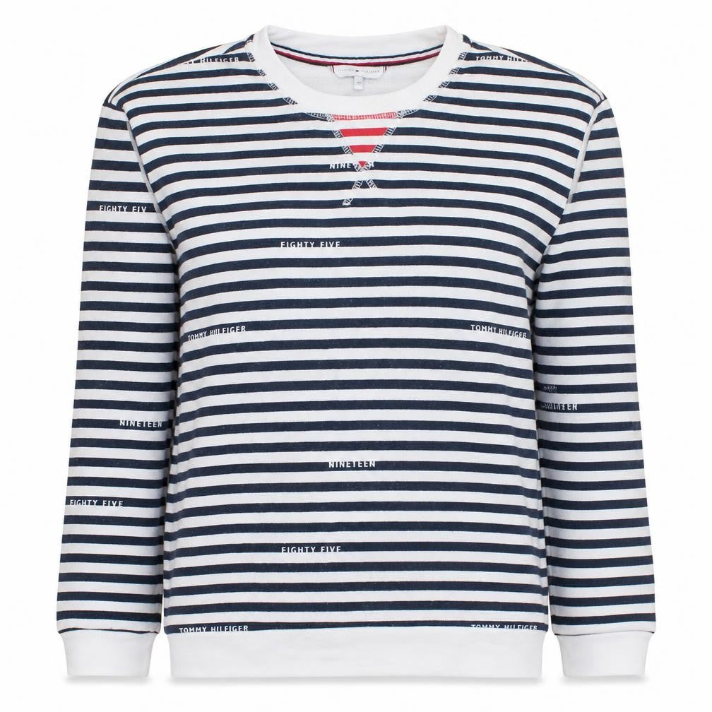 Tommy Hilfiger Women's Navy Stripe XS Pullover Sweatshirt