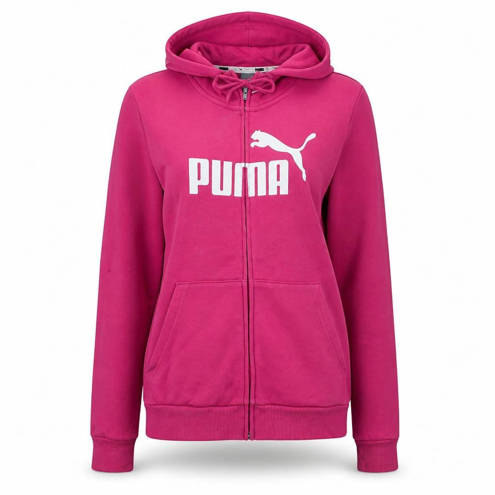Puma Womens Pink Full Zip Hoodie Size 12 Medium Logo Hooded Sweatshirt