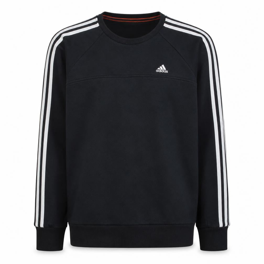 Adidas Men Black Medium Pullover Sweatshirt Crew Neck Fleece