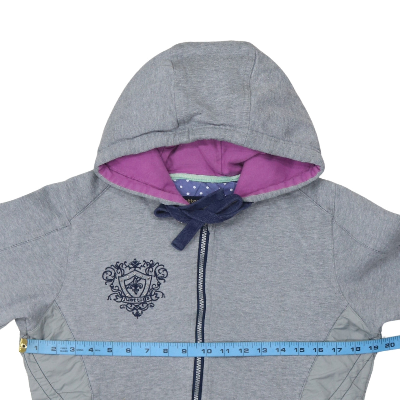 Just Togs Womens Grey Full Zip Hoodie Size 12 M Hooded Sweatshirt