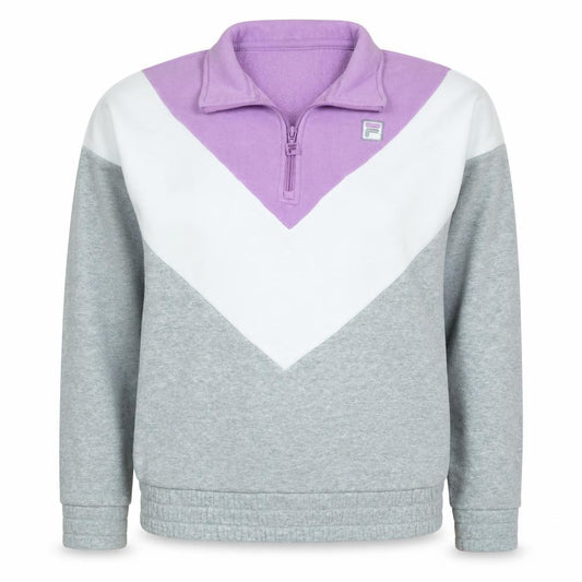 Fila Womens Grey Purple White 1/4 Zip Sweatshirt Size S