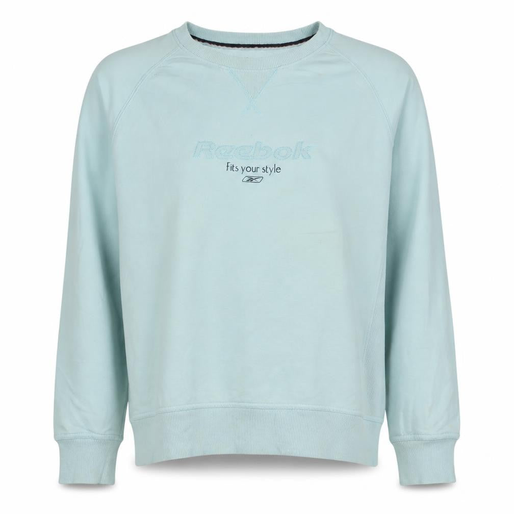 Reebok Women Blue Pullover Sweatshirt XL Logo Print Cotton Casual