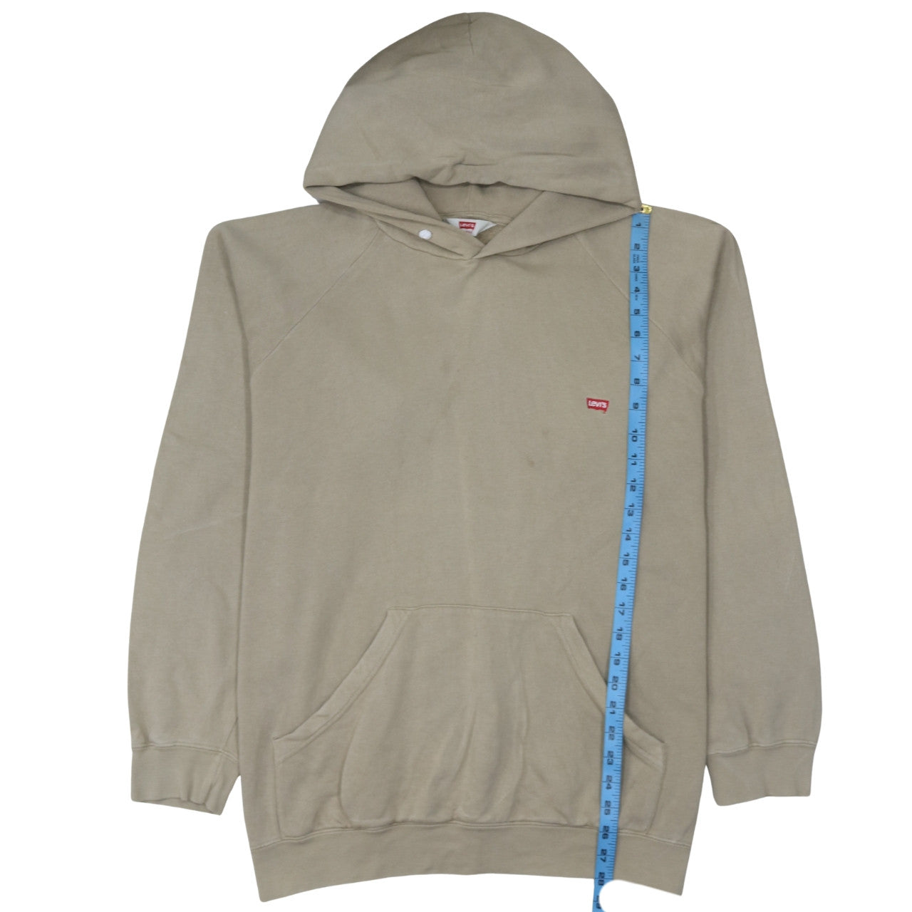 Levi's Men Beige Pullover Hoodie Large Regular Fit Logo Cotton