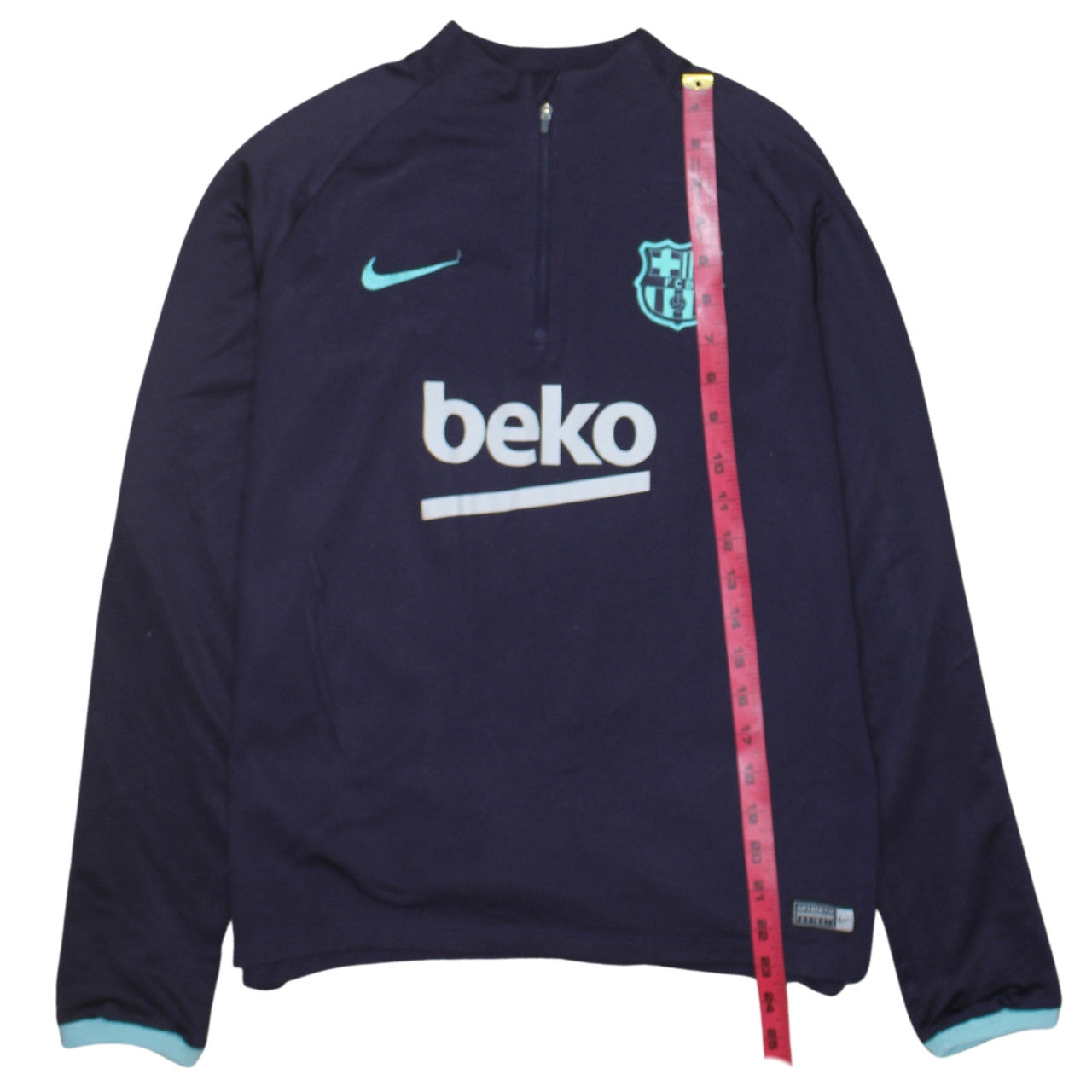 Nike Boys FC Barcelona Navy Blue Dri-Fit 1/4 Zip Sweatshirt XL 13-15 Yrs