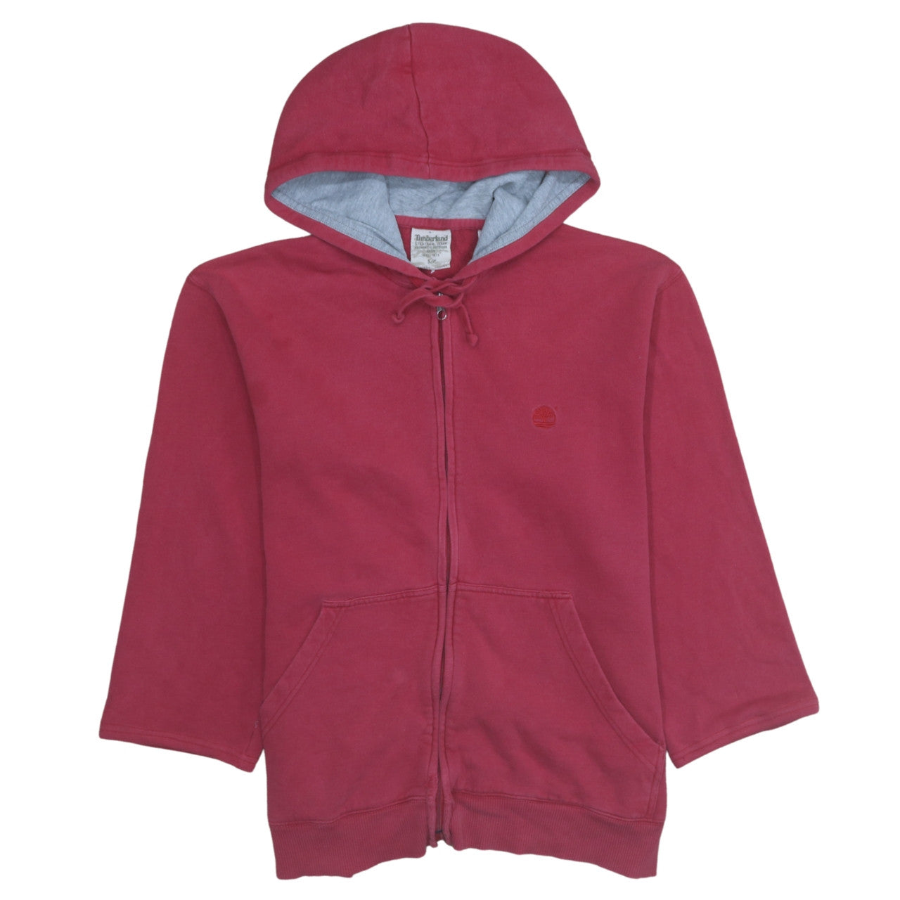 Timberland Men's Red Full Zip Hoodie Size S Regular Fit Fleece