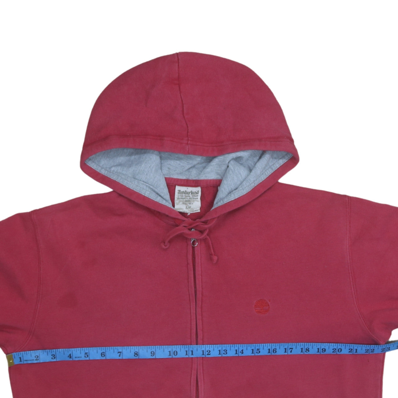 Timberland Men's Red Full Zip Hoodie Size S Regular Fit Fleece