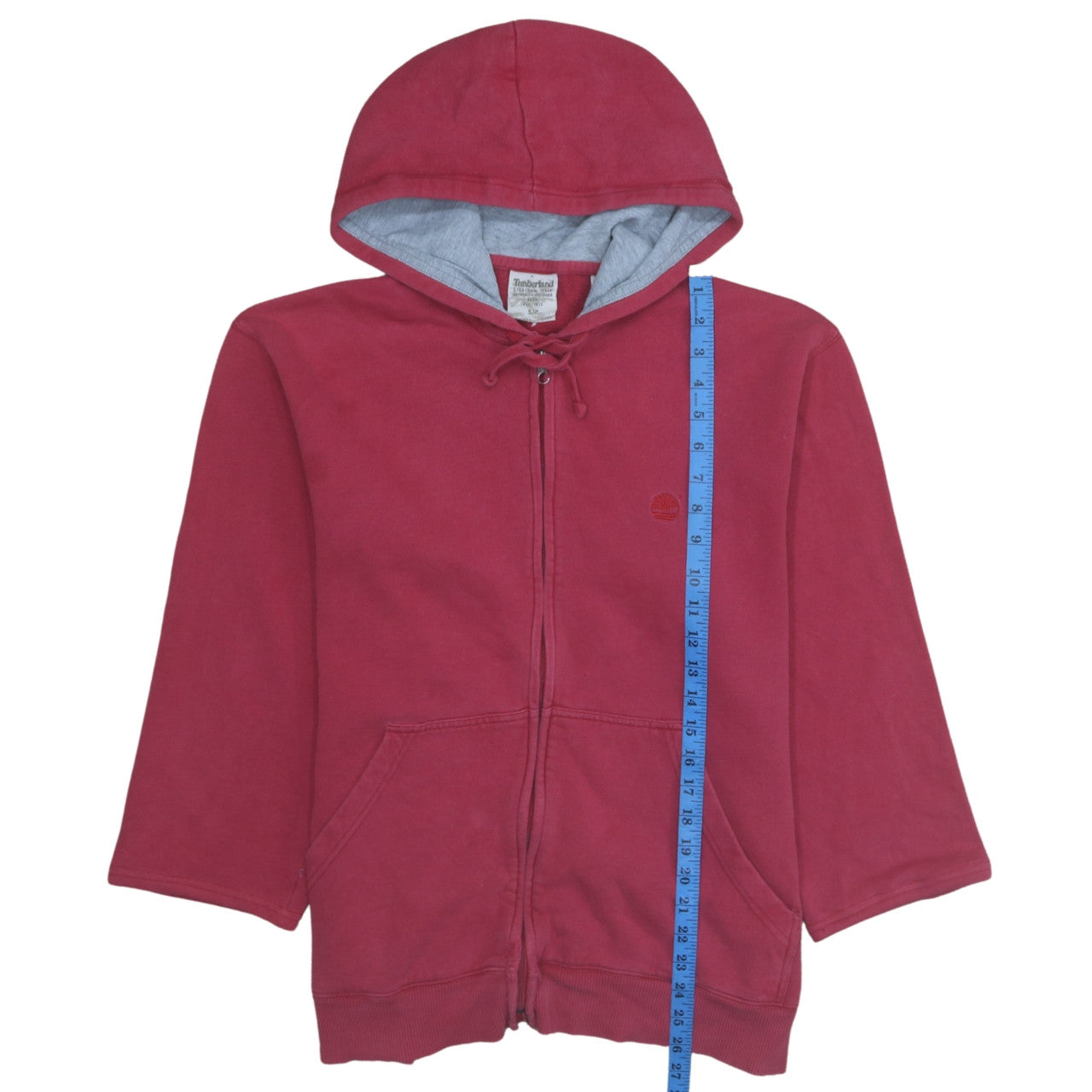 Timberland Men's Red Full Zip Hoodie Size S Regular Fit Fleece