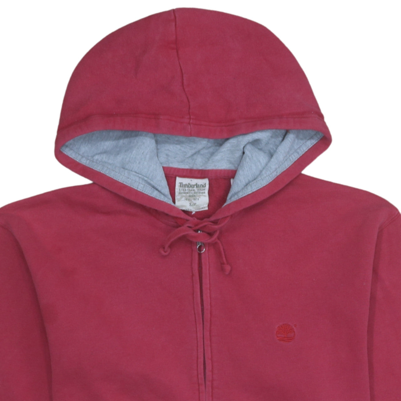 Timberland Men's Red Full Zip Hoodie Size S Regular Fit Fleece