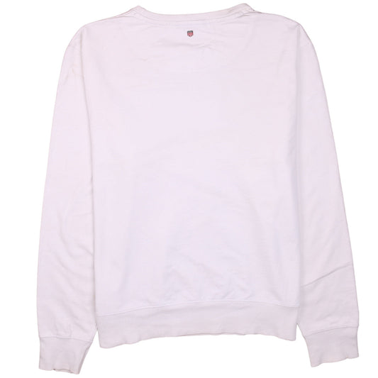 GANT Men's White Logo Crew Neck Cotton Sweatshirt Size L
