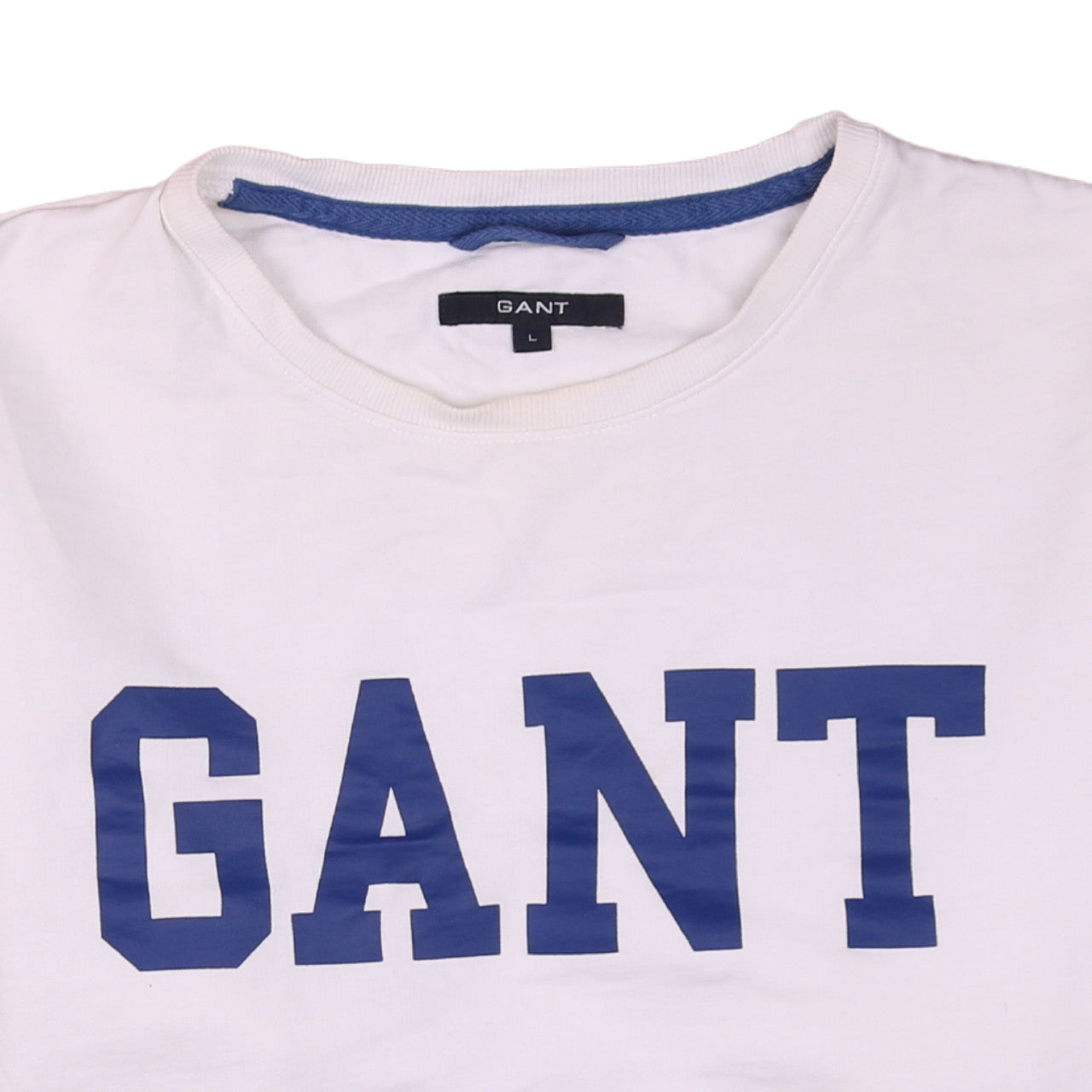 GANT Men's White Logo Crew Neck Cotton Sweatshirt Size L