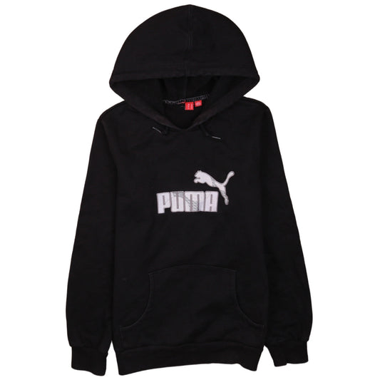 Puma Boys Black Size 12 Pullover Hoodie with Logo Detail