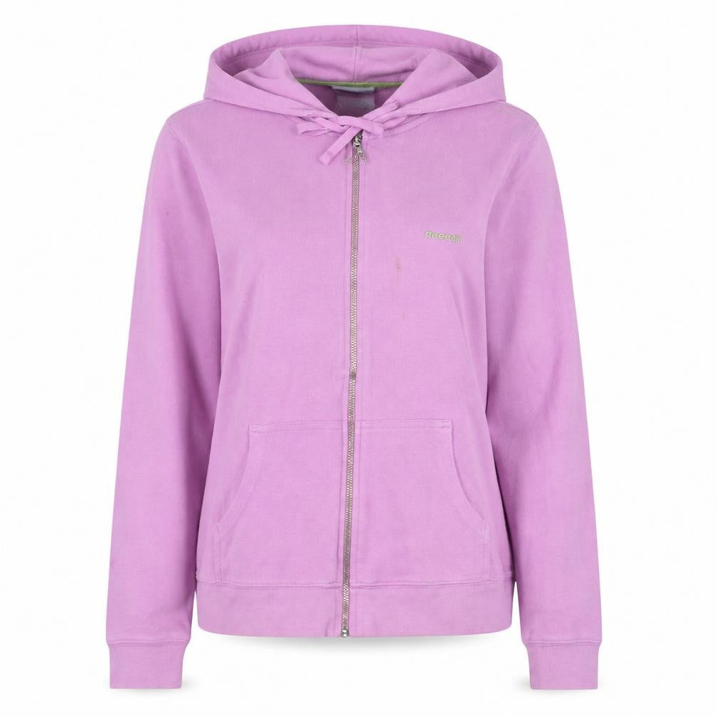 Reebok Womens Pink Full Zip Hoodie Size 12 Cotton Blend Casual Sweatshirt