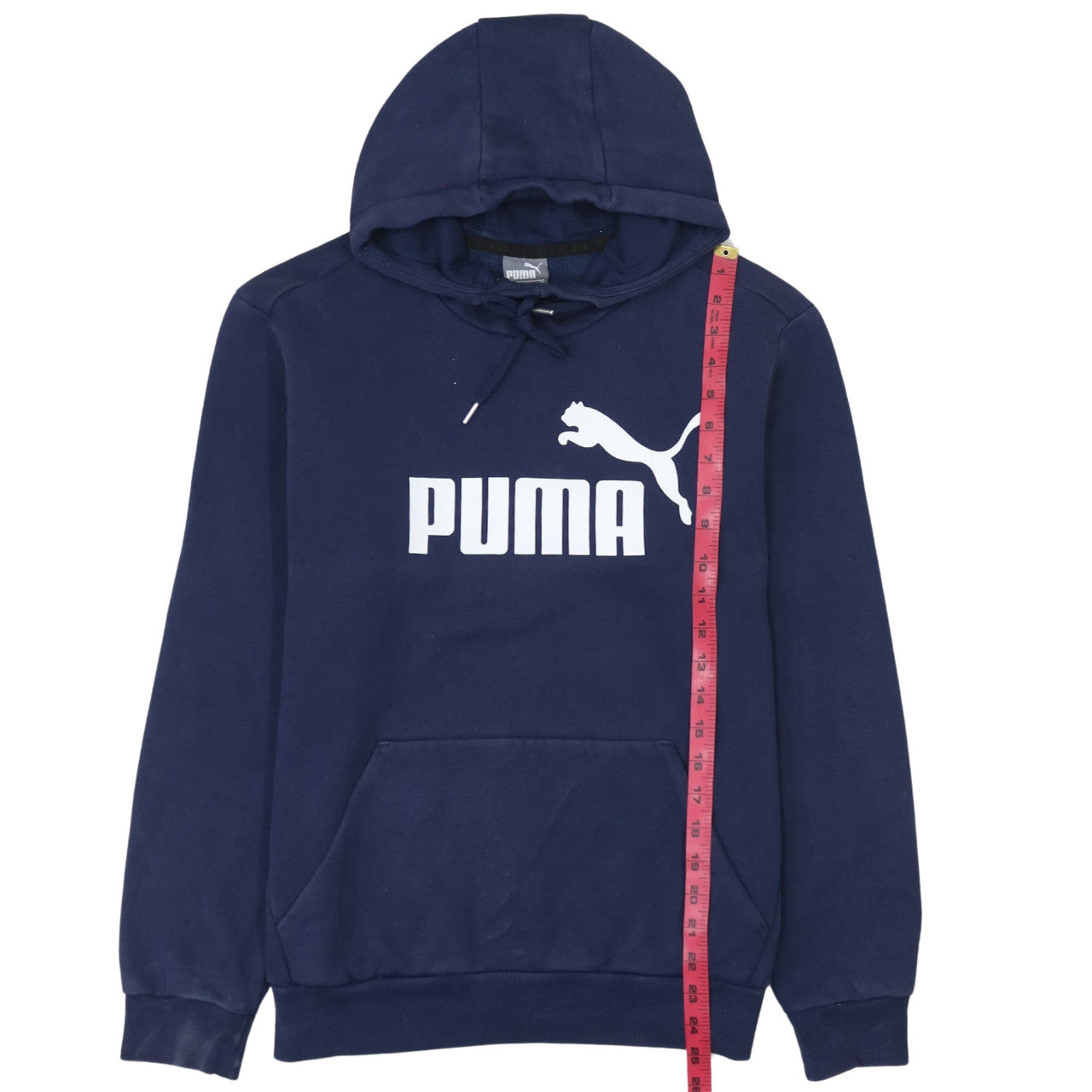 Puma Men's Blue Small Pullover Hoodie with Logo Print