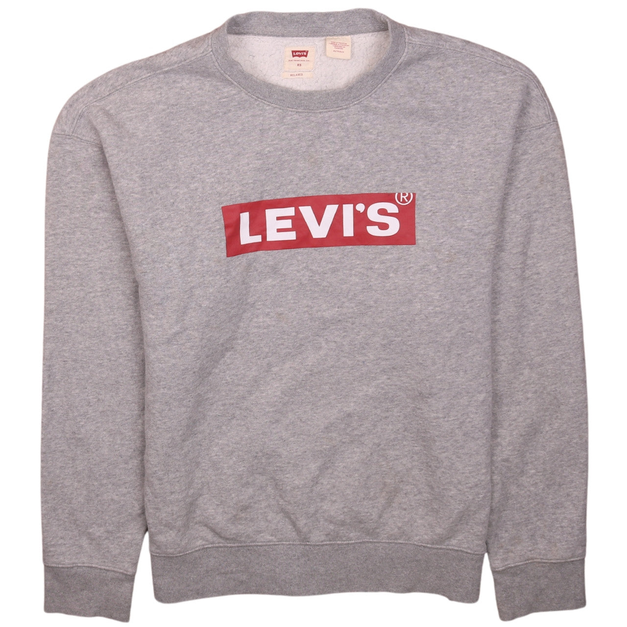 Levi's Men's Grey XS Relaxed Fit Logo Crew Neck Sweatshirt