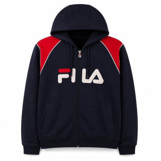 FILA Men's Blue Red Full Zip Hoodie Size M Logo Sportswear