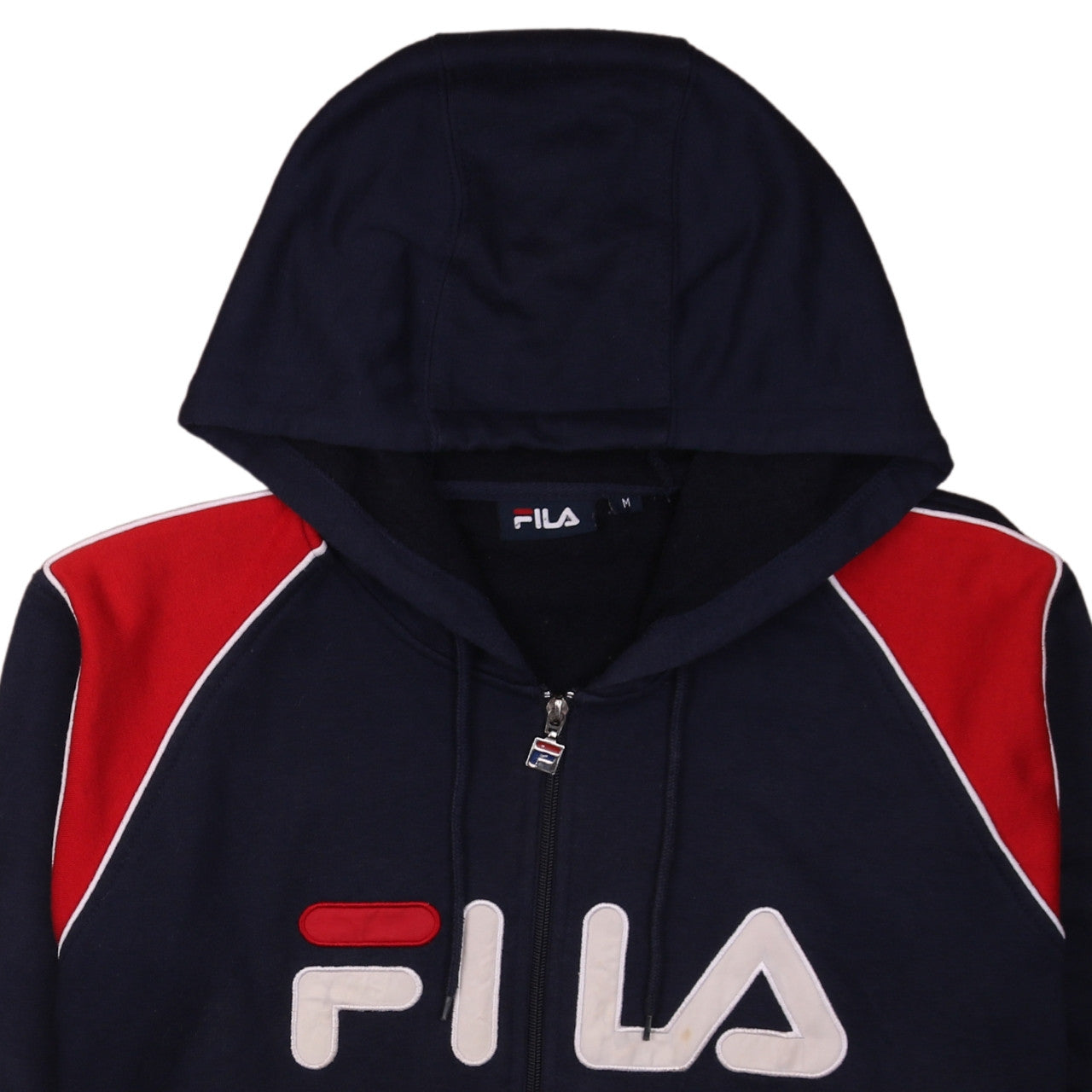FILA Men's Blue Red Full Zip Hoodie Size M Logo Sportswear