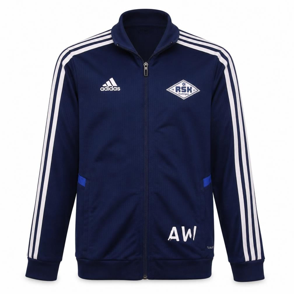 Front view of Adidas boys’ blue full zip training sweatshirt 11-12 years