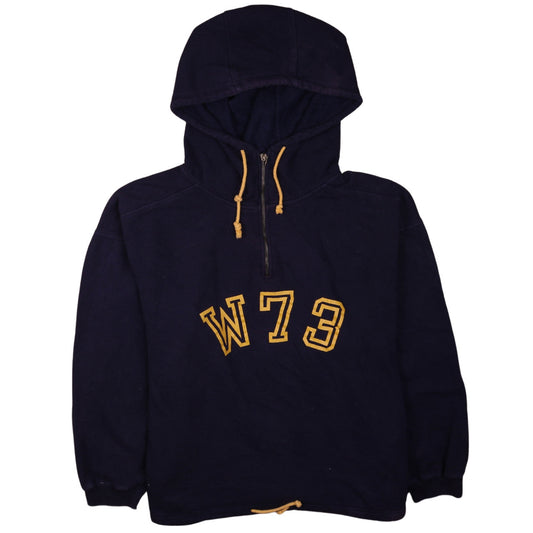 GAP Men's Blue 1/2 Zip Hoodie L W73 Vintage College Style