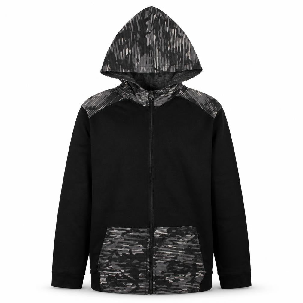 Champion Boys Black Camouflage Full Zip Hoodie XL (14-16) Cotton Blend