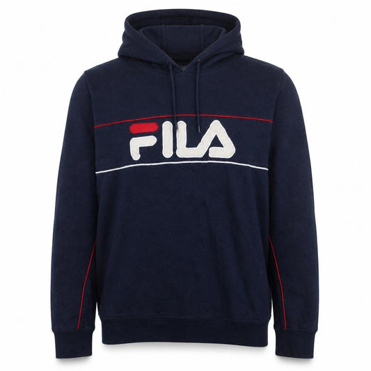 FILA Men’s Blue Pullover Hoodie S Logo Fleece Sweatshirt