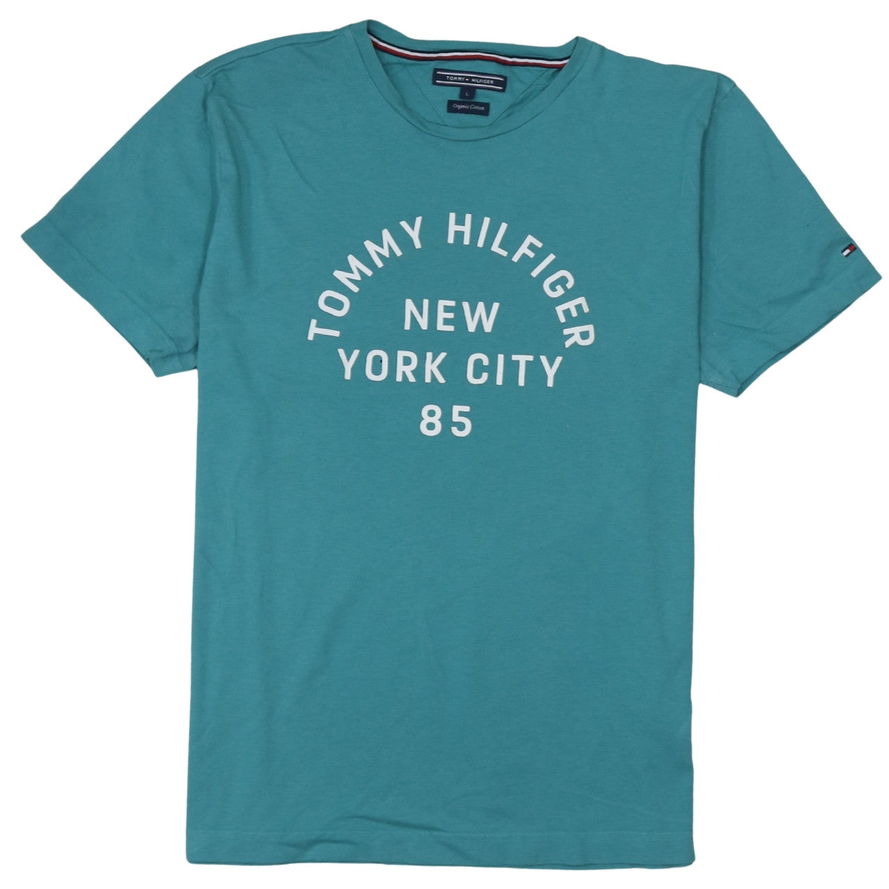 Tommy Hilfiger Men's Green Crew Neck Organic Cotton Graphic T-Shirt L