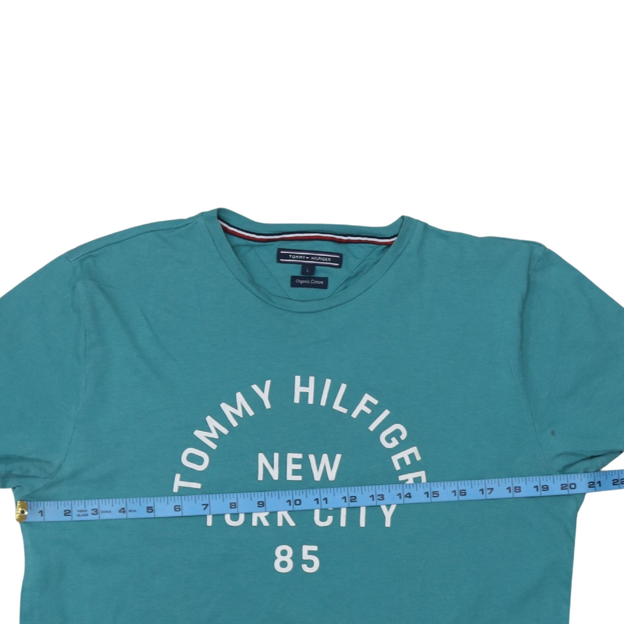 Tommy Hilfiger Men's Green Crew Neck Organic Cotton Graphic T-Shirt L