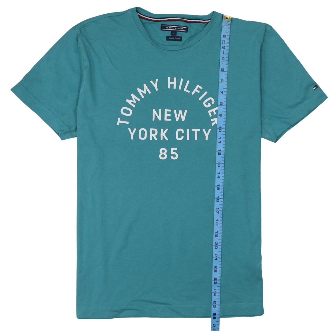 Tommy Hilfiger Men's Green Crew Neck Organic Cotton Graphic T-Shirt L