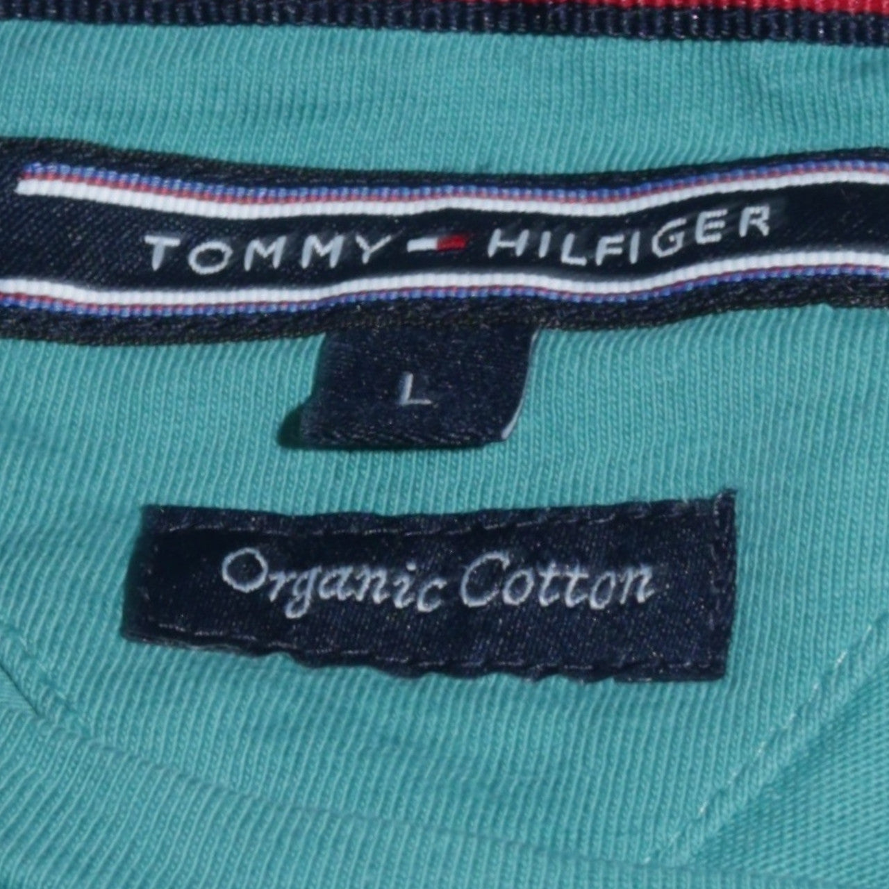 Tommy Hilfiger Men's Green Crew Neck Organic Cotton Graphic T-Shirt L
