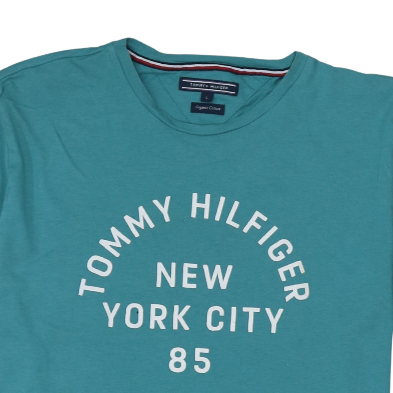 Tommy Hilfiger Men's Green Crew Neck Organic Cotton Graphic T-Shirt L
