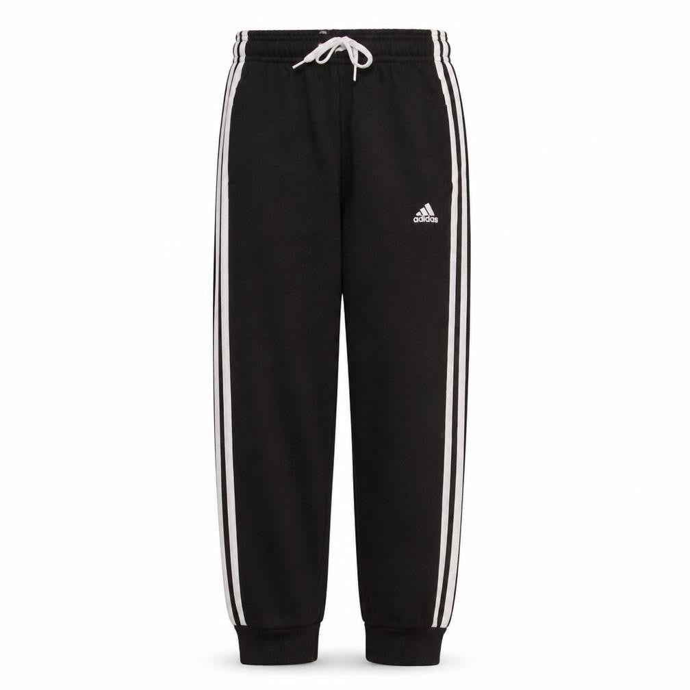 Front view of Adidas boys’ black jogger trousers 11-12 years elastic waist sportswear