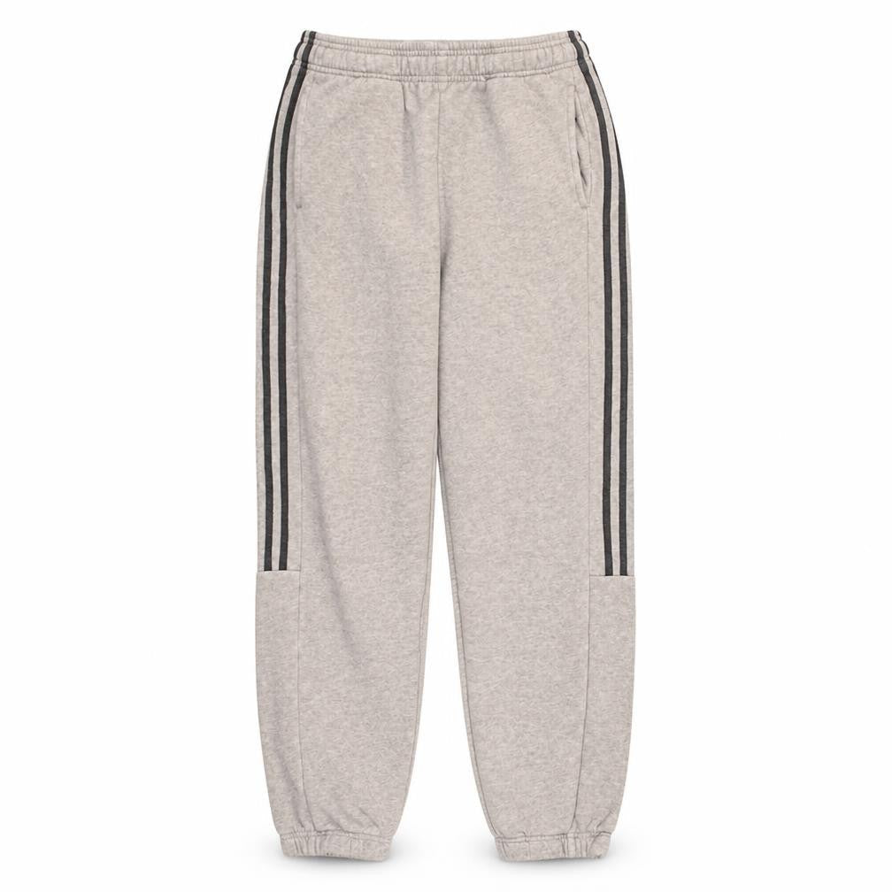 Front view of Adidas boys’ grey jogger trousers 13-14 years elastic waist fleece tracksuit bottoms
