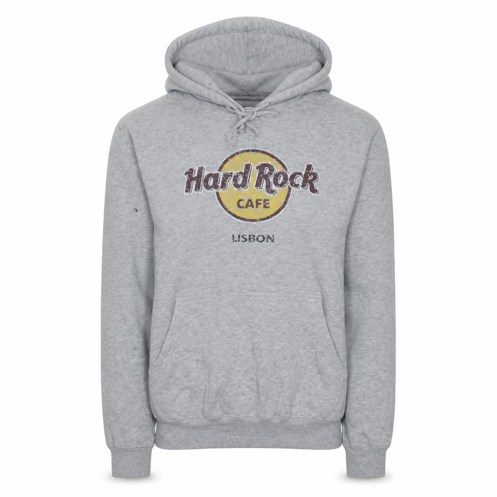 Hard Rock Cafe Lisbon Grey Pullover Hoodie Women Medium Cotton Blend